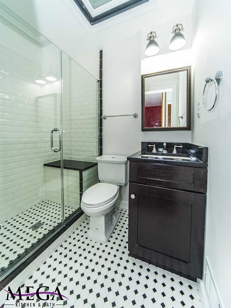 Bathroom project in Laurel MD with vanity, toilet and a shower