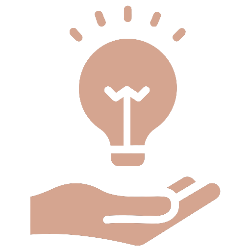Hand with light bulb icon