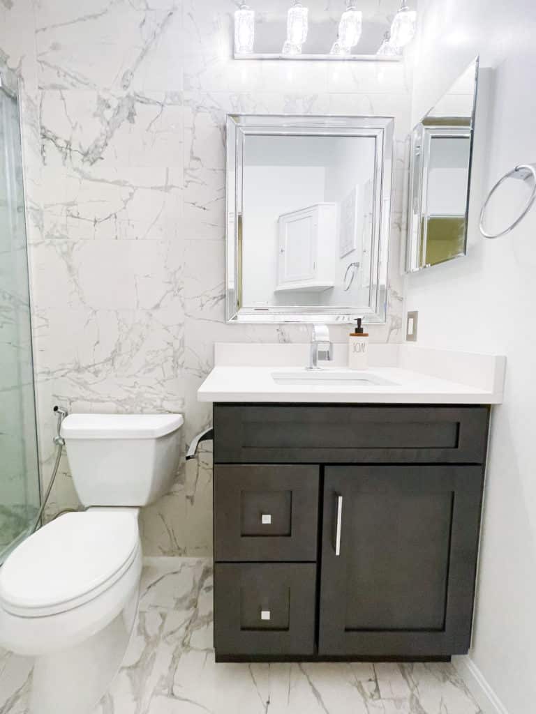 Bathroom project in Bowie MD with vanity and a toilet