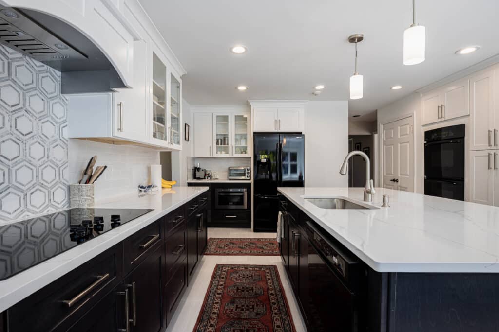 Elegant kitchen project in Rockville with white and Black shaker cabinets
