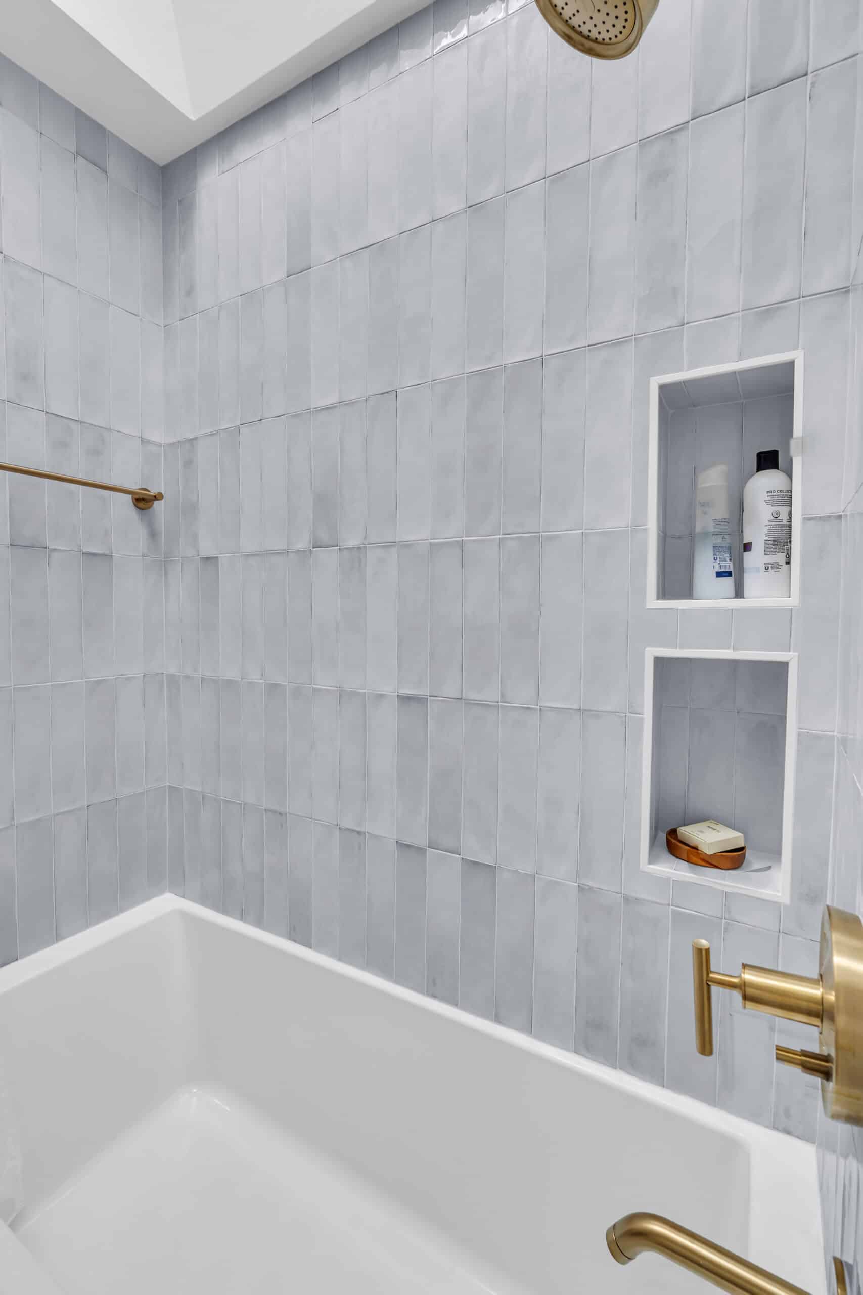 DC White bathroom with light grey shower tub combination