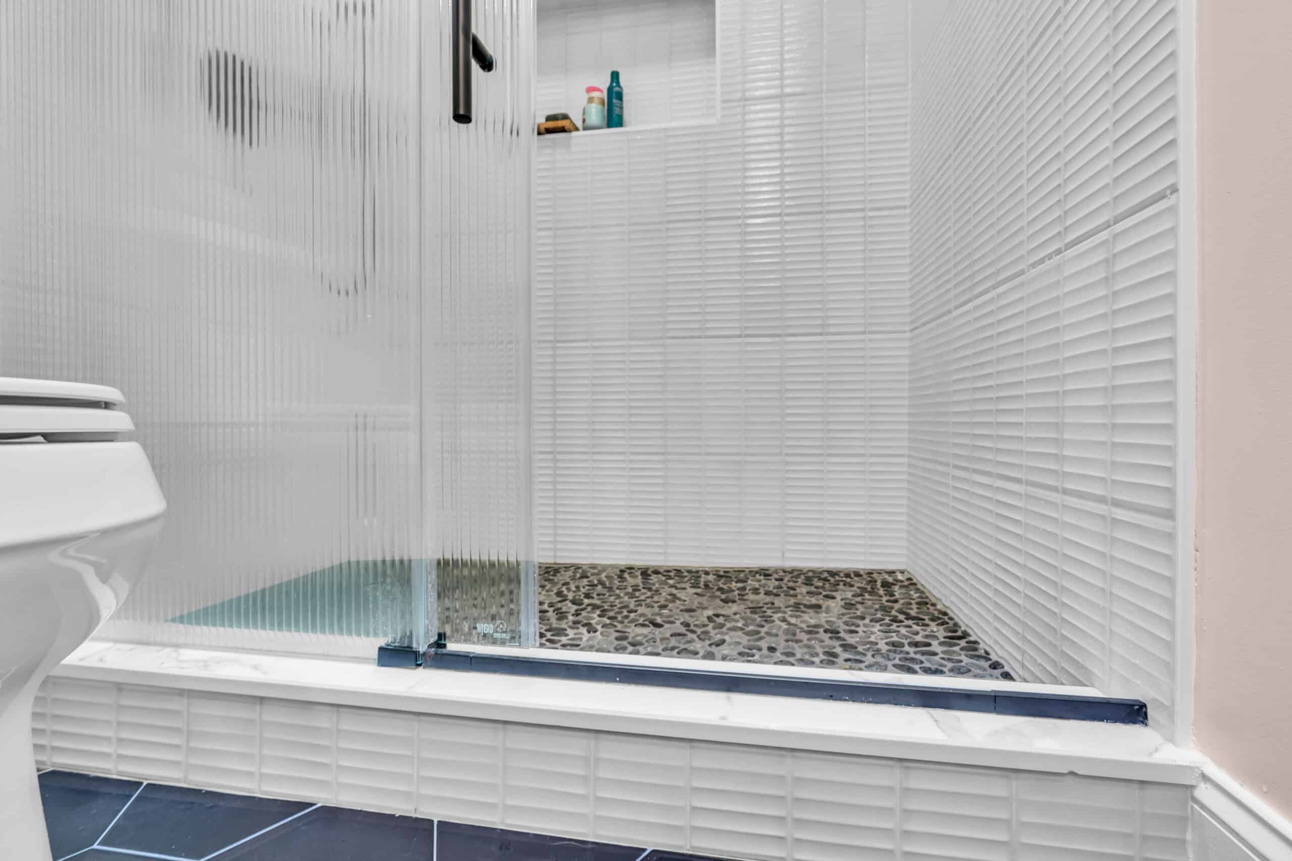 White shower flooring view