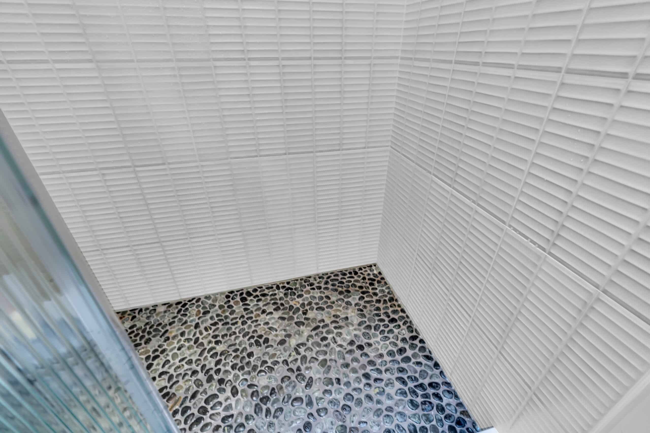 White shower flooring view