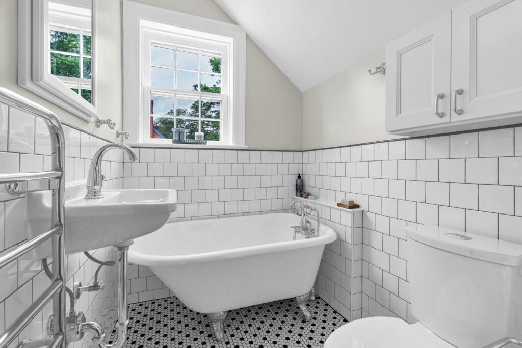Crisp and Clean Black and White Bathroom Remodel