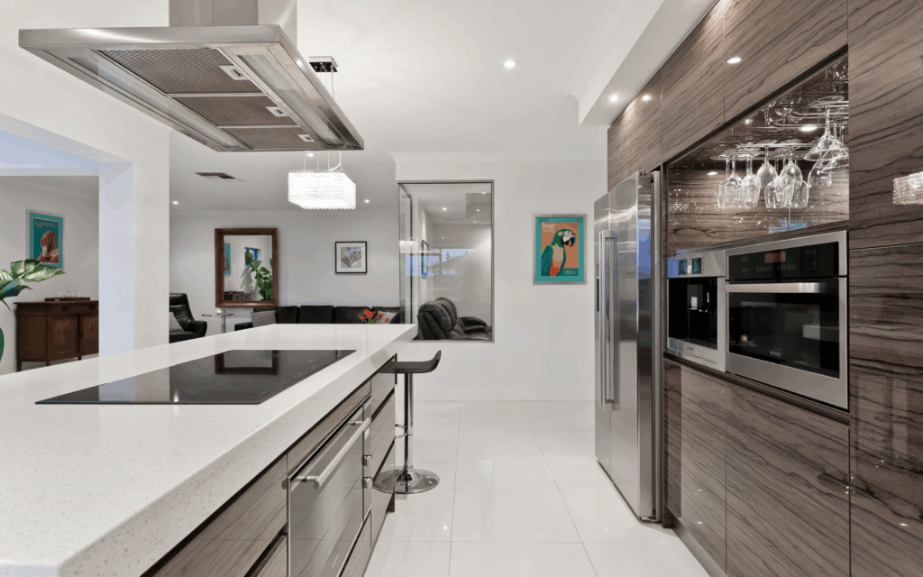 Luxury looking kitchen with white countertops